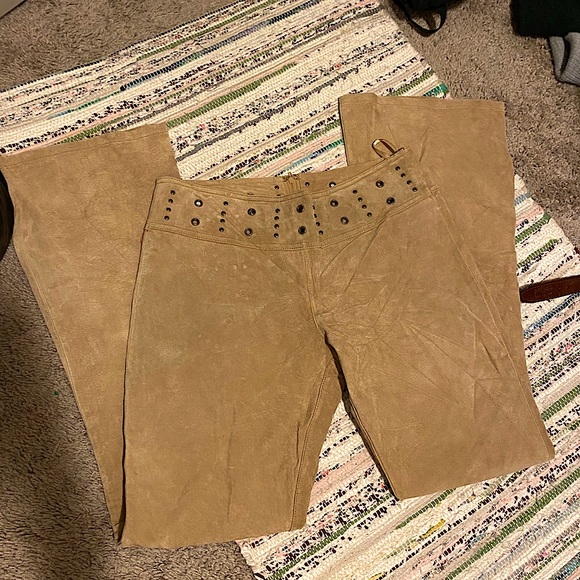 SOLD Real leather tan pants - Picture 1 of 4